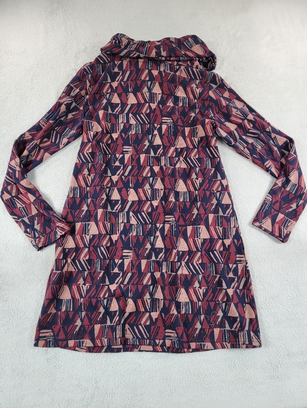 Lily And Me Geometric Pattern Long Sleeve Tunic - Pink & Navy